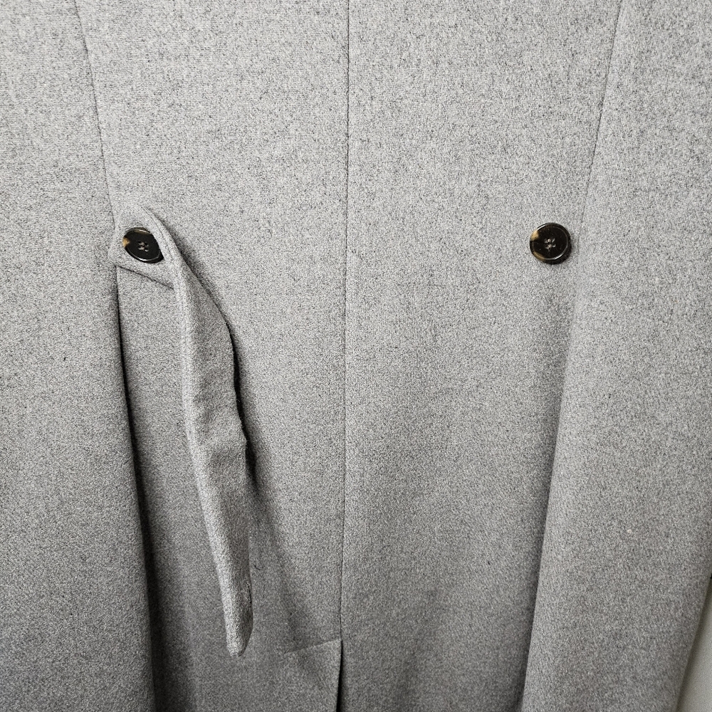Gray Wool Blend Winter Coat XL Tailored Long Notched Collar Dressy Classic Chic - Picture 10 of 15